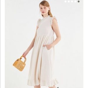 UO Gabby Ruffle Babydoll Midi Dress
